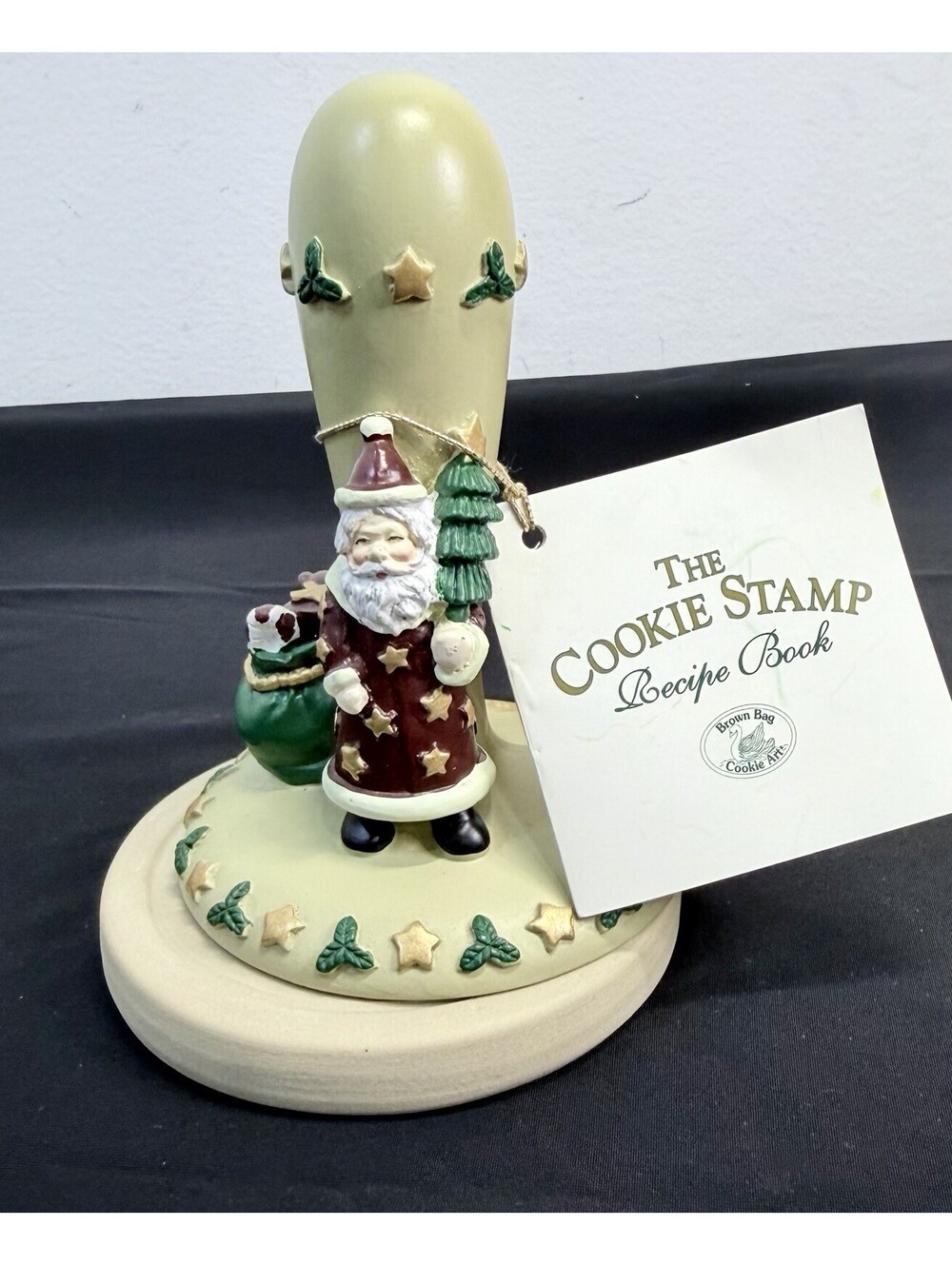 Vintage 1997 Brown Bag Cookie Art Stamp 24 Santa & Recipe Book Christmas Baking